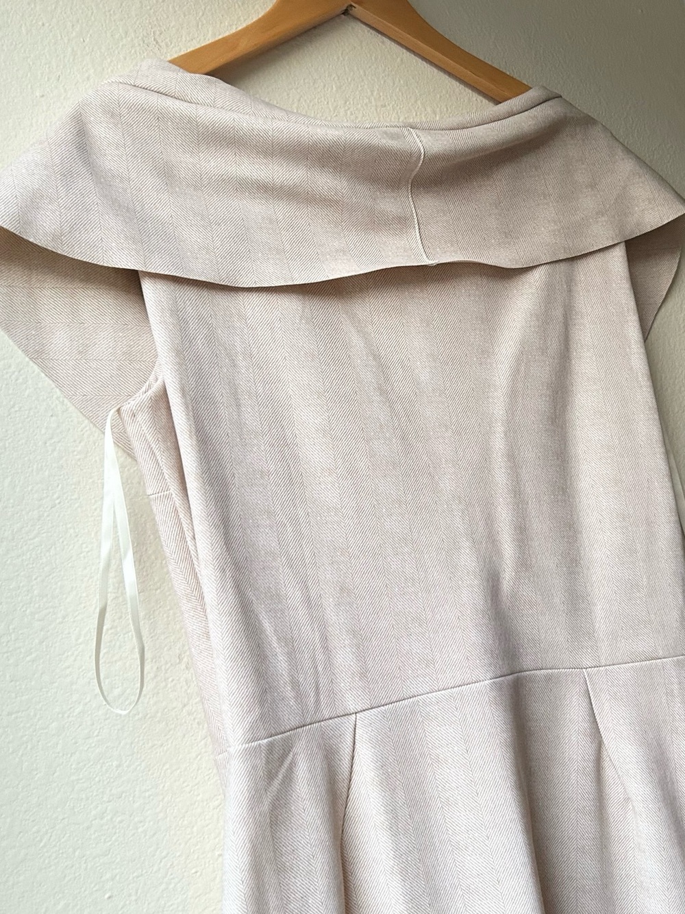 Chiara Boni La Petite Robe Draped Faux Wrap Dress Pullover Cream Chevron Sz XL - Picture 8 of 14